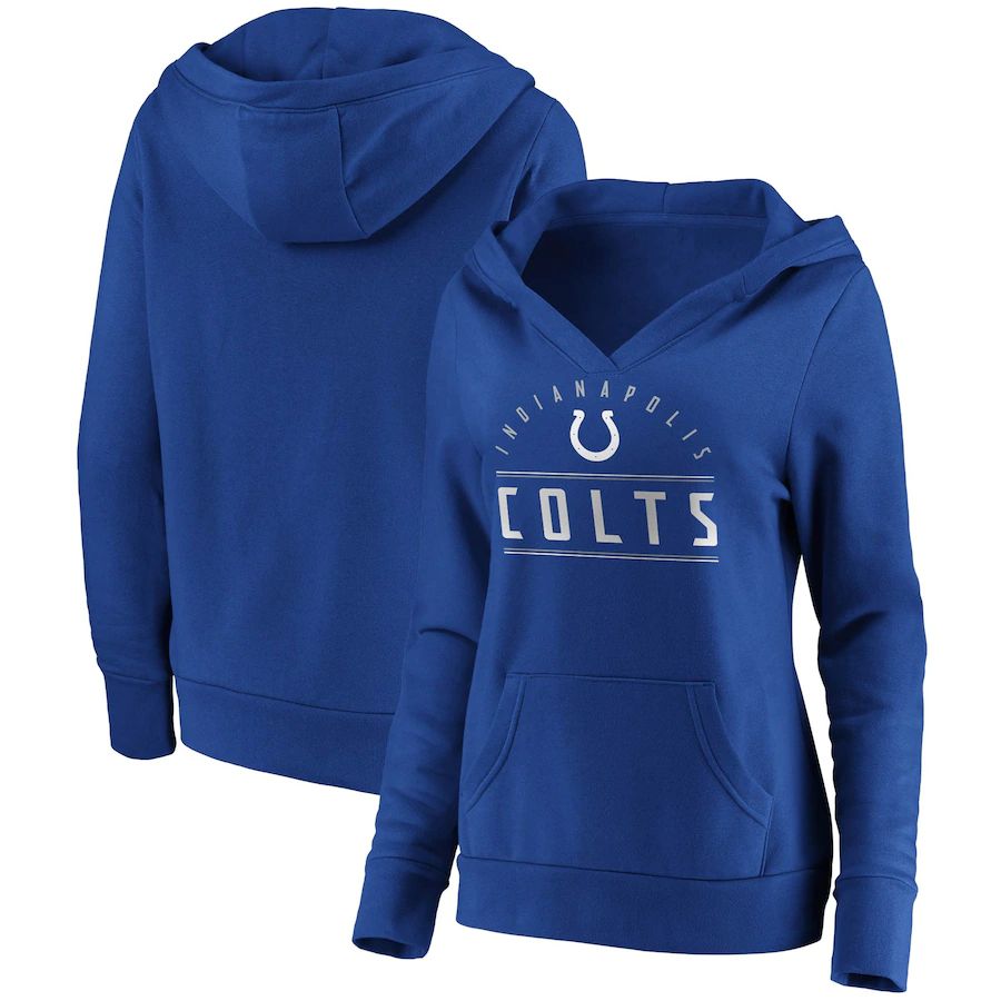 Women Indianapolis Colts Fanatics Branded Royal Iconic League Leader V-Neck Pullover Hoodie